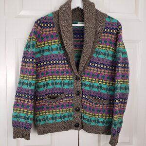 J Crew Wallace Merino Wool Sweater Womens Aztec Western Button Front Small